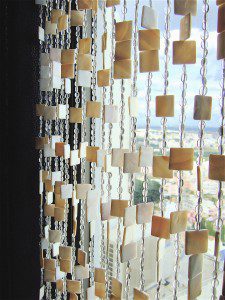 White Shell 1 -Residential, Pent House Window, Int. Designers Inner Dimension Shell Bead Curtain