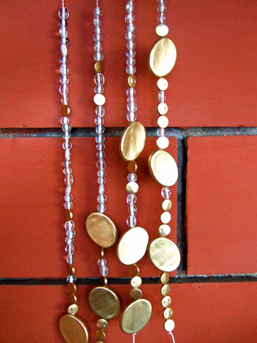 White Gold Bead Curtain Screen