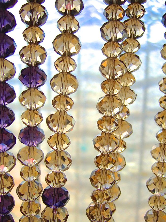 Crystal Multicolor Glass Beads Curtain Glass Crystal Beigh