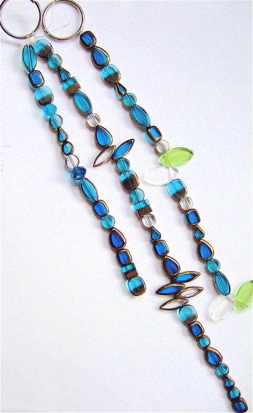 Gold Border Blue Glass Acrylic Colored Crystal Bead Curtain