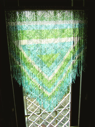 Crystal Beaded Room Divider Sea Blue Green Aztek Bead Curtain