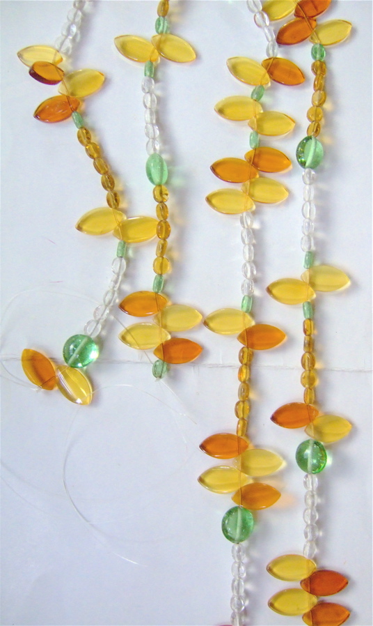 Chain Link Beaded Room Divider Yellow Leaf Design Door Bead Curtain
