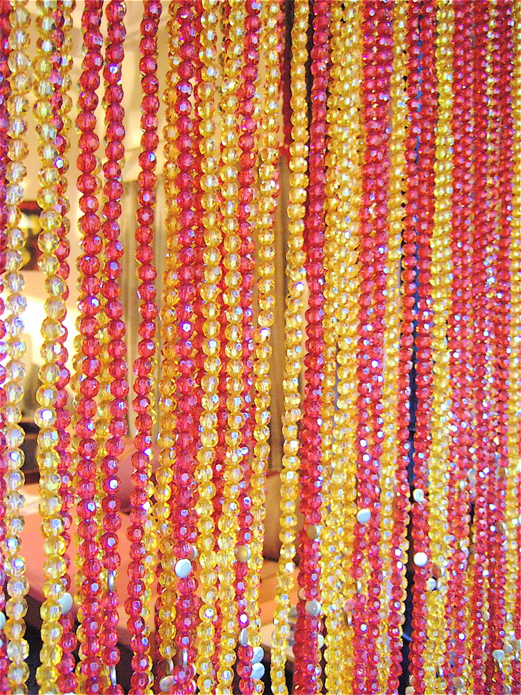 Red Champagne Acrylic Crystal, Beads Temple Room Screen