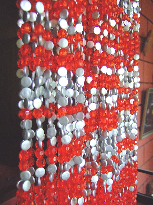 Chain Link Beaded Room Divider Red Silver Acrylic Crystal Beaded Partitions
