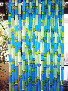 Buy Blue Green Tube Shape Beads Glass Beaded Curtain