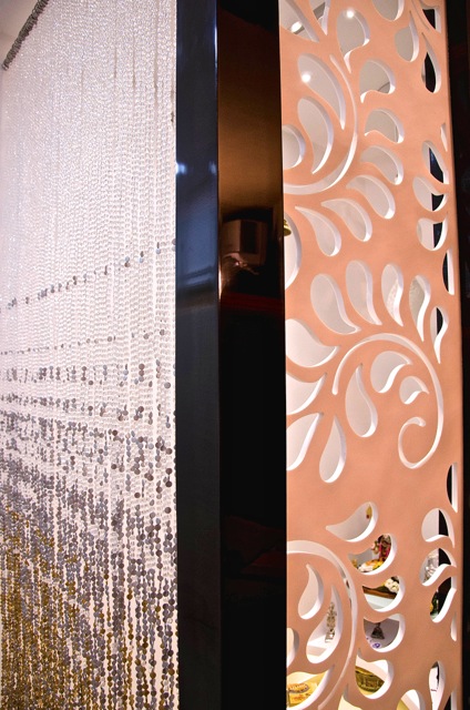 Hotel Interiors White Silver Gold Bead Curtain _Dsc9138