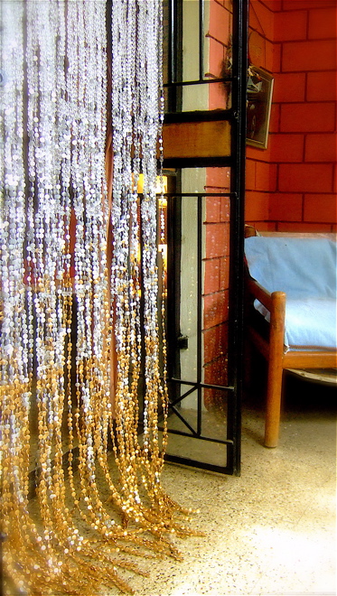 Hotel Interiors White Silver Gold Bead Curtain Dscf3877