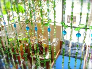 Green Blue Leaf Nature Inspired Beaded Partition