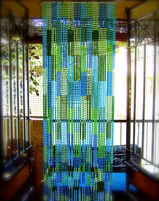 Crystal Beaded Room Divider Blue Green Mosaic Beaded Partition