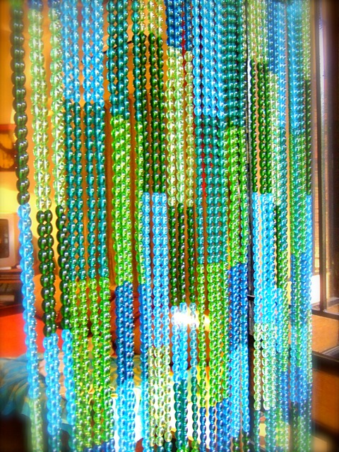 Blue Green Mosaic Design Glass Beaded Curtain Dscf4661