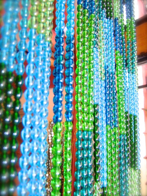 Blue Green Mosaic Design Glass Beaded Curtain Dscf4664