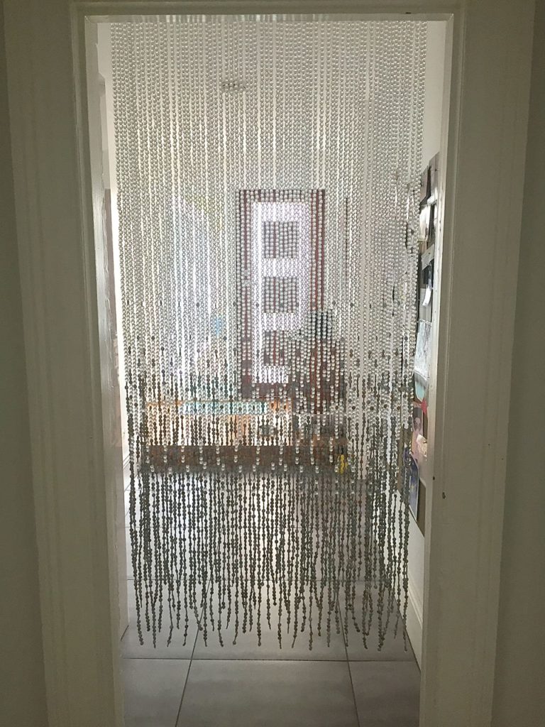 Hotel Interiors White Silver Gold Bead Curtain White Crystal