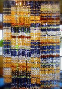 Navy Champagne Beads Curtain For Living Room