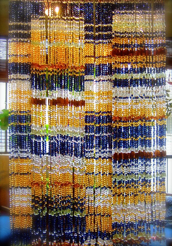 Crystal Beaded Room Divider Navy Champagne Beads Curtain For Living Room