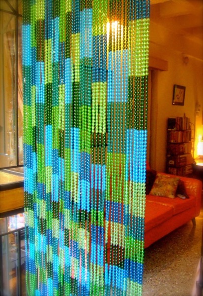 Glass Beaded Curtain Blue Green Mosaic Design Glass Beaded Curtain