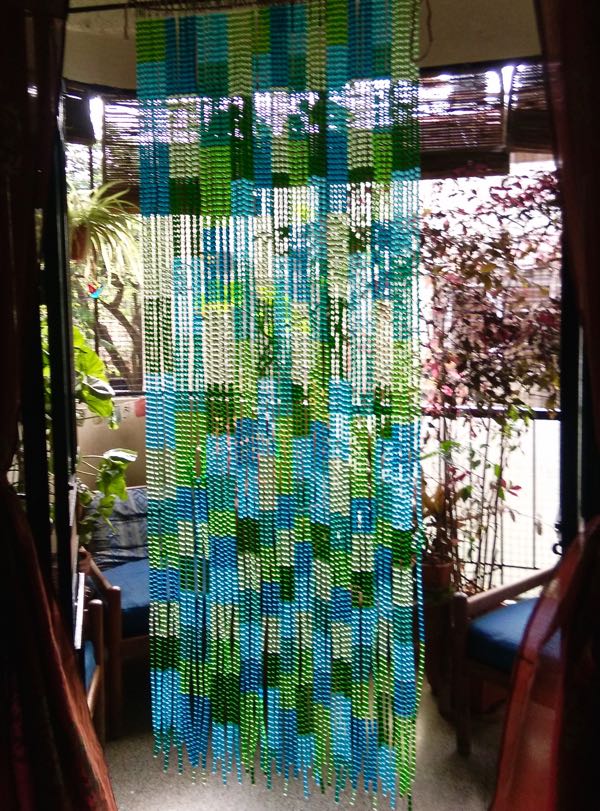 Blue Green Mosaic Design Glass Beaded Curtain Blue Green Glass Beaded Curtian Interior Decoration Screen Room Divider