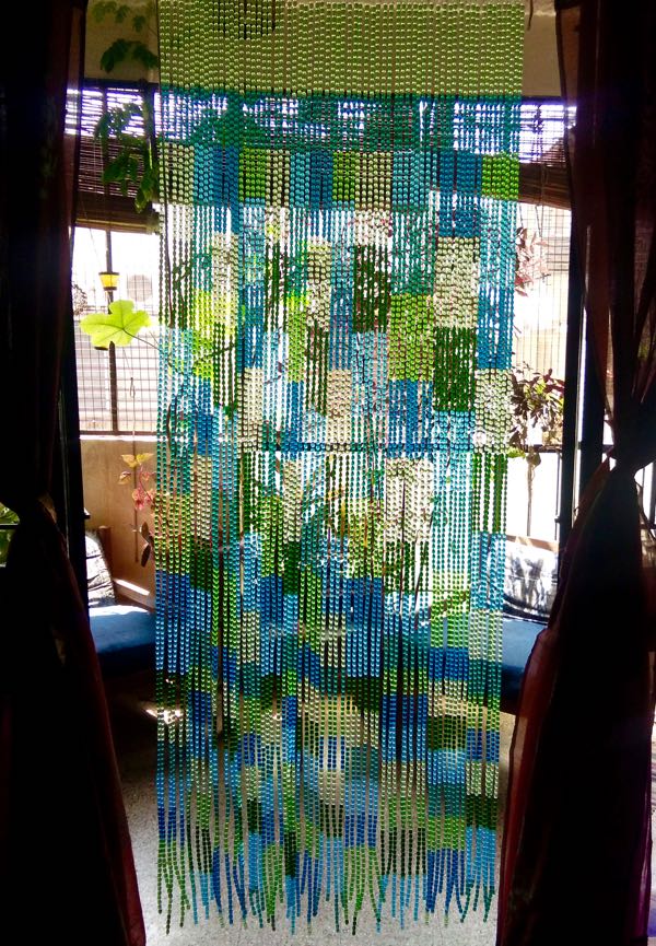 Blue Green Mosaic Design Glass Beaded Curtain Blue Green Glass Beaded Curtian Interior Decoration Screen Room Divider