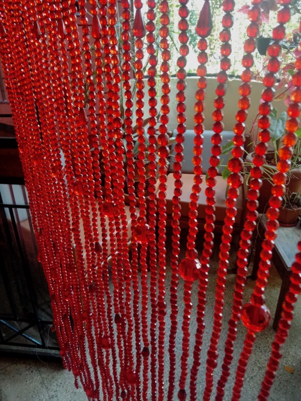 New York Red Crystal Beaded Curtain Shop Bead Curtain