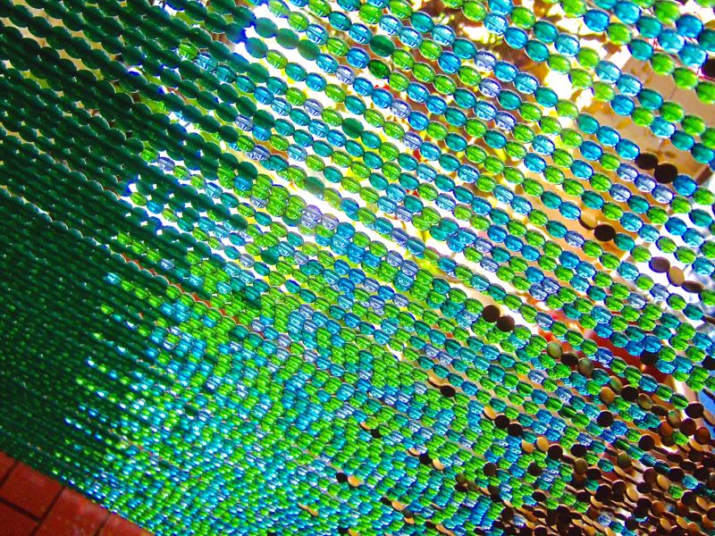 Hanging Sculpture Blue Glass Bead Curtain