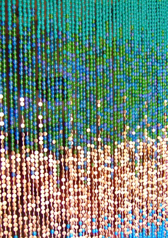 Hanging Sculpture Blue Green Beaded Curtain