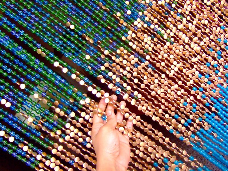 Hanging Sculpture Gold Bead Curtains