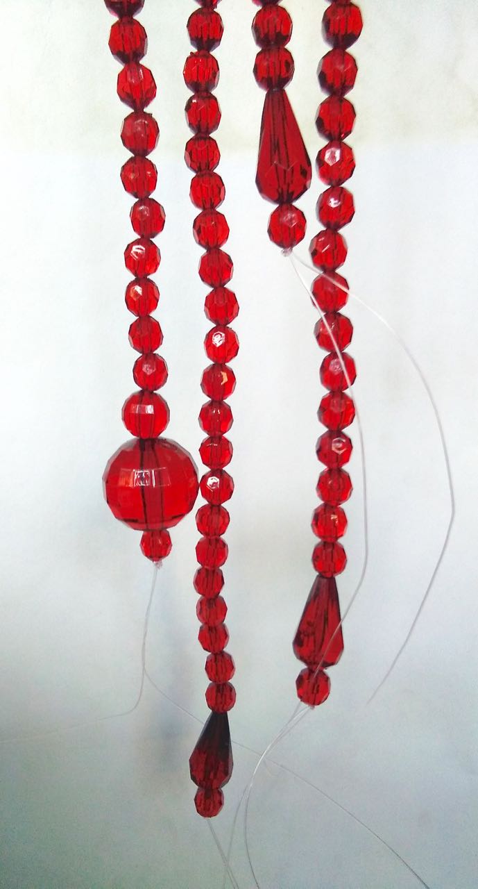 New York Red Crystal Beaded Curtain Red Crystal Drop Shaped Beads For Luxury Curtain Design