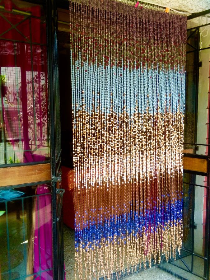 Gold Hanging Sculpture Gold Beads Curtain Room Divider