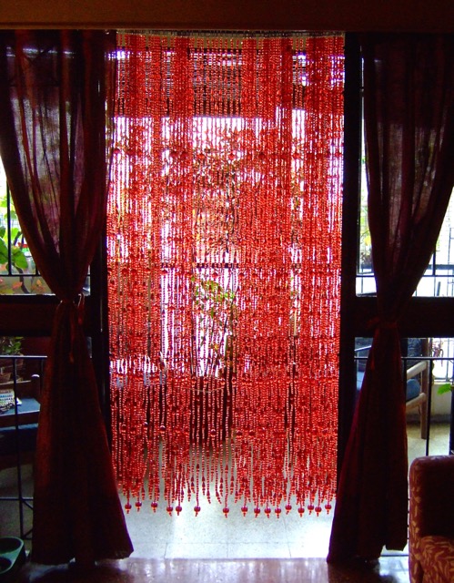 living room interior design bead curtain