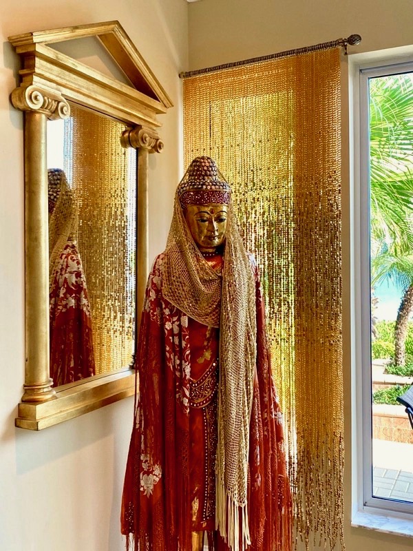 Beaded Room Partition Champagne Gold Beaded Curtain