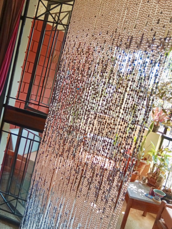 Sparkling crystal curtain for modern living area