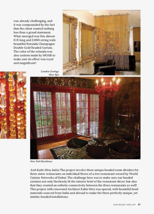 Beautiful Room Divider Design India Magazine Features Bead Curtains By Moab