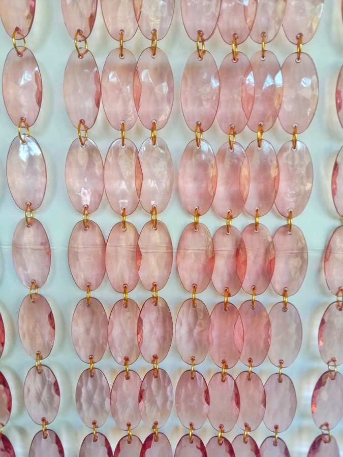 Interior Design Pink Gold Crystal Beaded Curtain Burnt Rose Color Large Crystal Beads Curtain Strand