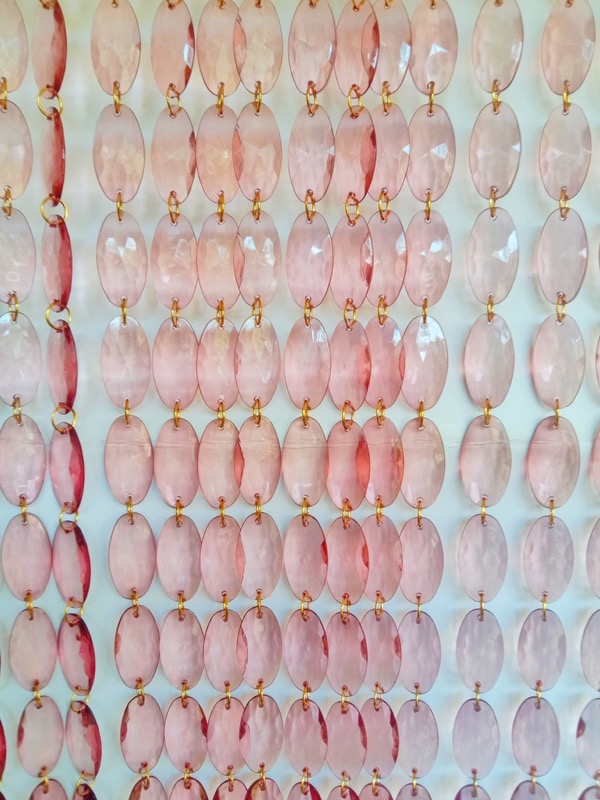 Interior Design Pink Gold Crystal Beaded Curtain Custom Hanging Bead Installation For Contemporary Homes