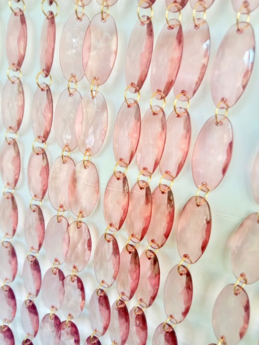 Interior Design Pink Gold Crystal Beaded Curtain Rose Gold Custom Designed Beaded Partition Screen