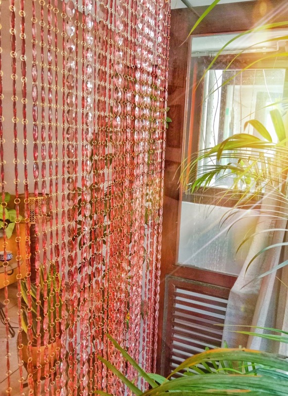 Interior Design Pink Gold Crystal Beaded Curtain Contemporary Partition Adding Texture And Light