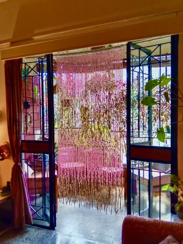 Living Room Bead Curtains Interior Design Shop Sunny Pink And Gold Beaded Curtain