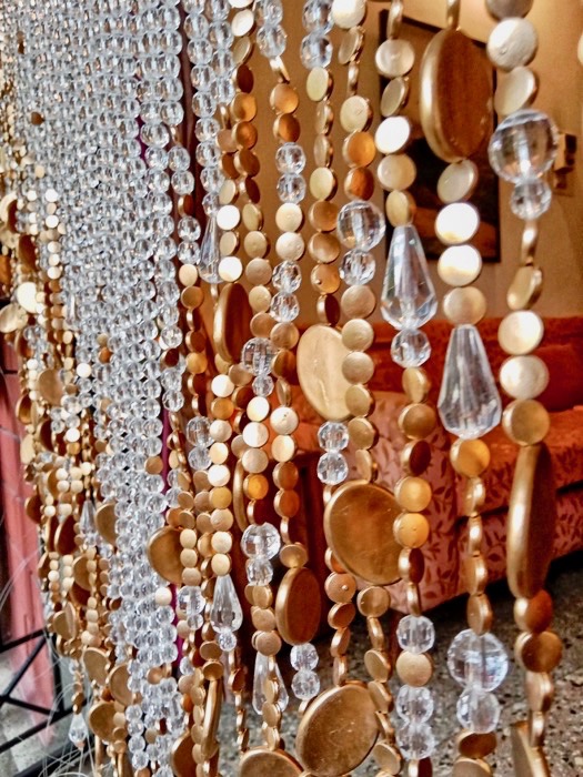 Vintage Bead Curtains Chunky Gold Coloured Beads In White Crystal Curtain