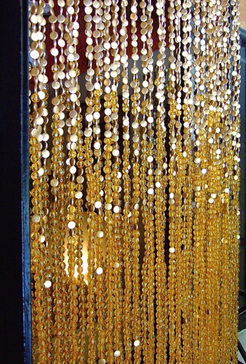 yellow gold beads partition for hotel reception