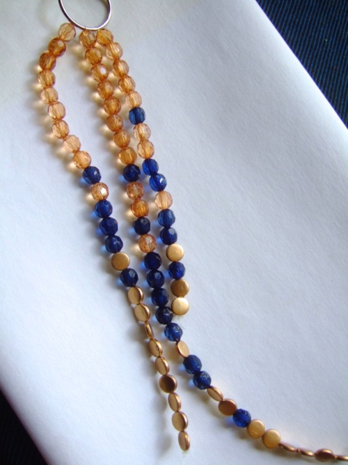 navy blue peach bead string for sample design Memories of a Butterfly