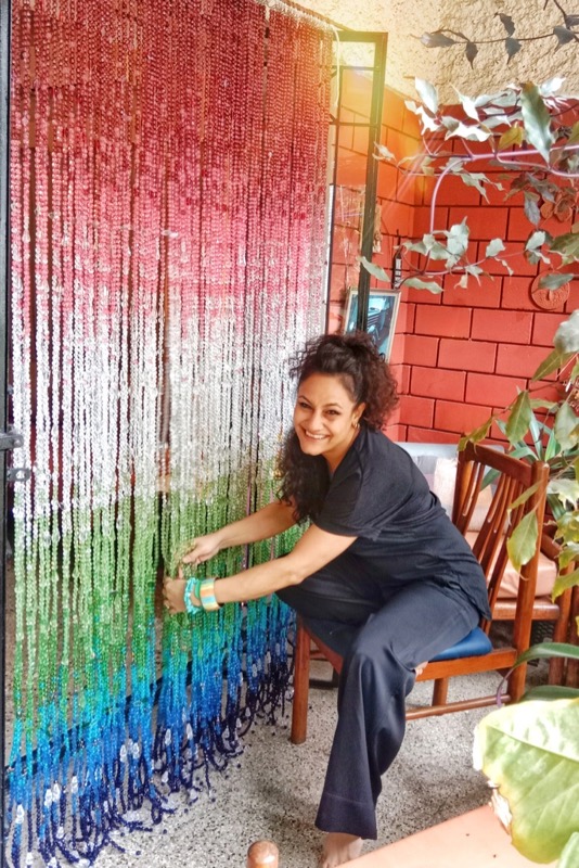 San Fran Colorful Door Beads Curtain Botanical Glass Beaded Curtain For Door