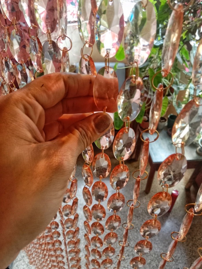 Amber Crystal Beaded Curtain Decorative Hanging Divider For Interior Doorway